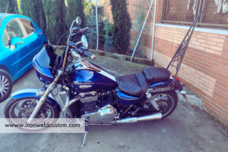 Sissy bar para moto Harley, iron weld cusrom MIguel Leal
